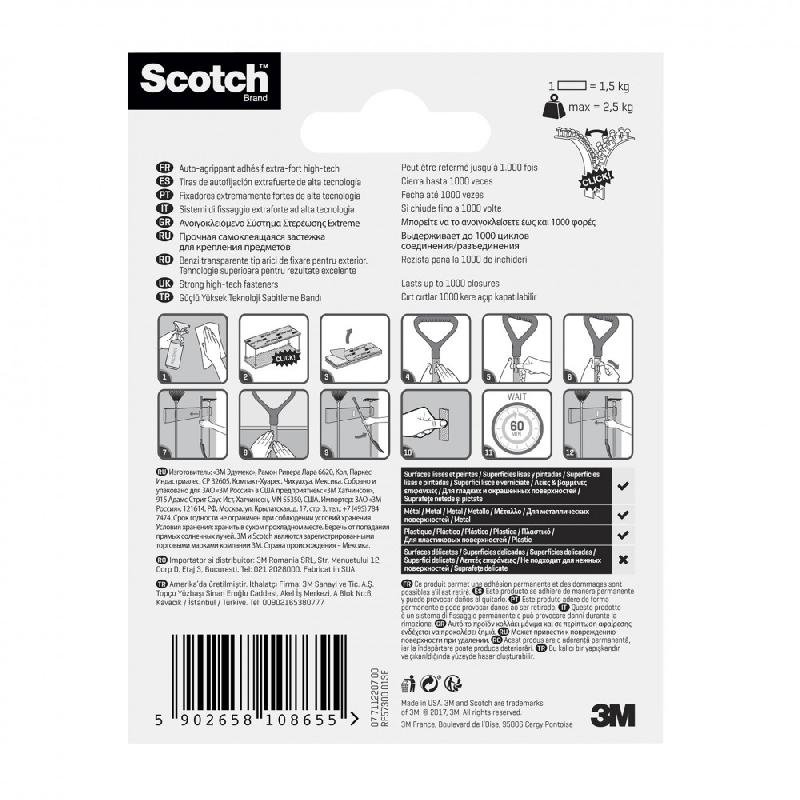 4 bandes auto-agrippantes transparentes SCOTCH - 7,6 cm x 25 mm - fixation extra forte, résistantes aux intempéries_4