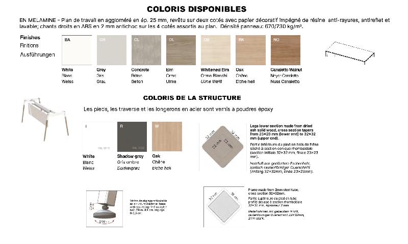 Bureau bench 2 personnes X3 - Officity - 120, Anthracite, Blanc_4