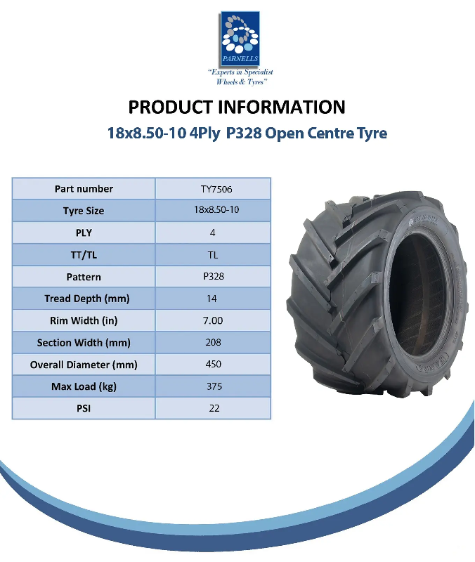 Pneu industriel à crampons pour rotovator à centre ouvert, dimensions 18x8.50-10, Wanda P328_4