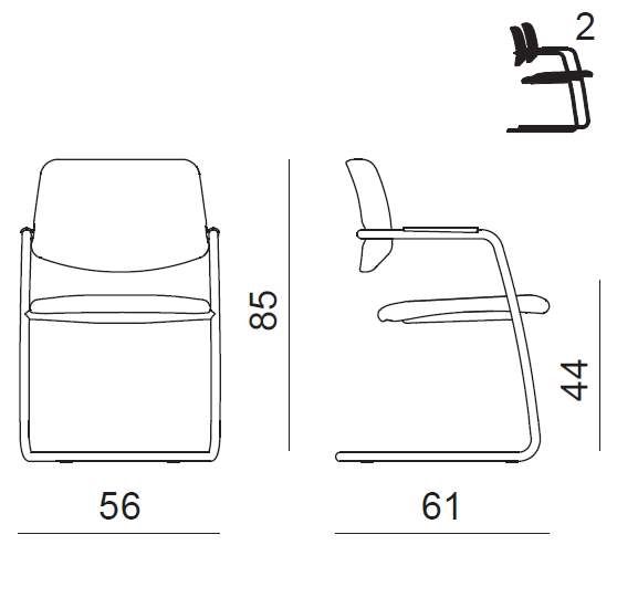 Fauteuil de réunion polyvalent CLUB - Piètement luge, dossier rembourré ou résille, assise rembourrée_4