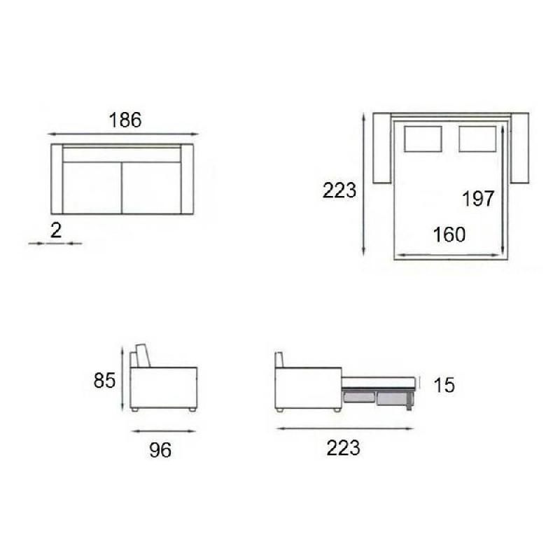 Canapé convertible compact Plaza - Tête de lit intégrée - Matelas 16 cm - Système express 160x197 cm - Tweed taupe_4