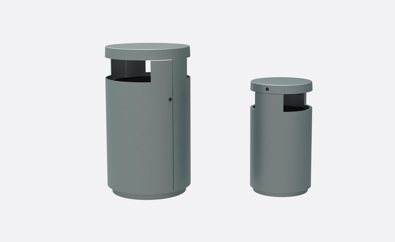 Urbus - Poubelle publique avec cendrier - Larus - Fonte et acier, 32L ou 80L_4