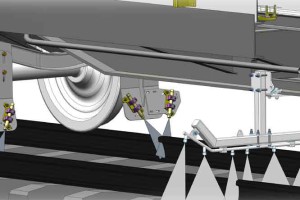 Wagon laveur avec connexion à des wagons citernes