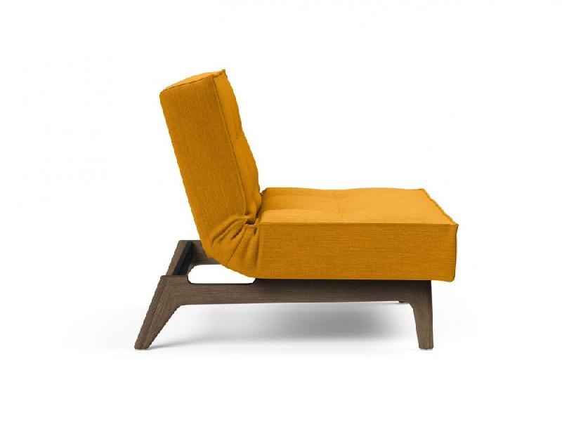 Innovation Living - Fauteuil-lit convertible Splitback Eik 90x115 cm - Pieds chêne noyer - Tissu Elegance Burned Curry_4