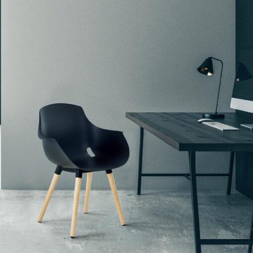 Chaise pour salle à manger - piètement bois MAHÉ - neuf - diversité de couleur - Noir/Blanc/Beige/Brique_4