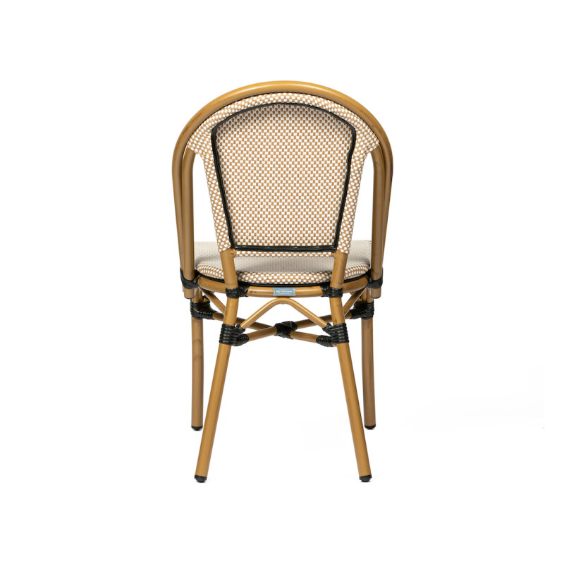 Chaise de terrasse économique, design et légère - Lazare textilène bleu et blanc - aluminium couleur rotin_4