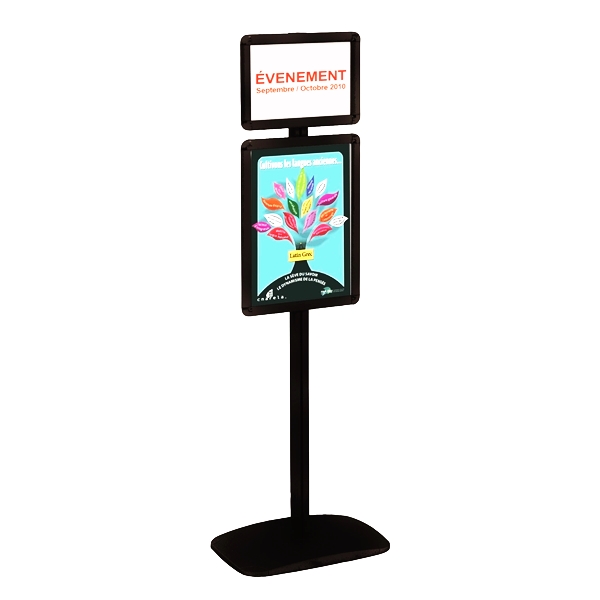 Porte-affiches / Porte-messages Cadro-Clic® A4 + A5 sur pied H 133 cm noir - Réf.214016NR_4