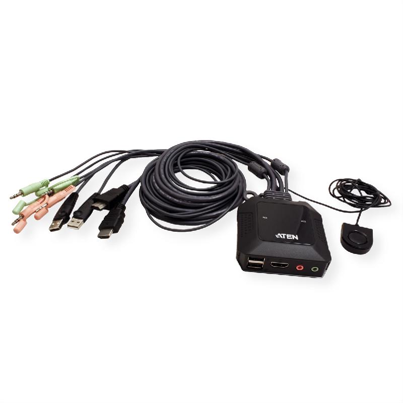 ATEN CS22H Commutateur KVM câble HDMI 4K USB 2 ports avec sélecteur de port distant_4