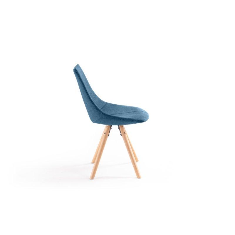 Lot de 2 chaises Sylvain - tissu bleu et pieds en hêtre naturel - design chic et confortable_4