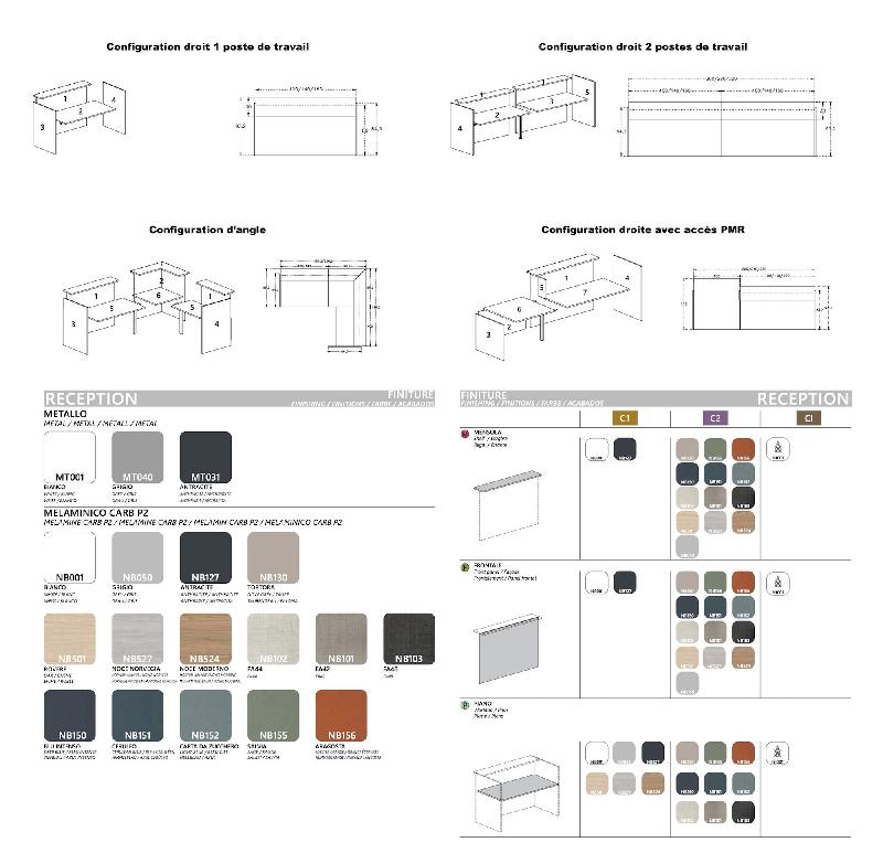 Banque d'accueil avec PMR Torino - 200, Droite, Non, Noyer grisé / anthracite_4