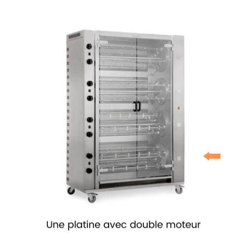 Rôtissoire multi-rotative à gaz - 16 broches - 96 poulets - 16MR | MCM - Une platine avec double moteur_4