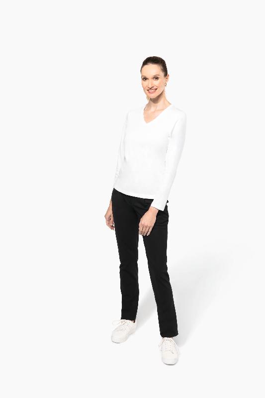 T-shirt Supima col V manches longues femme - Kariban Premium - 100% coton peigné - Réf: PK307_4