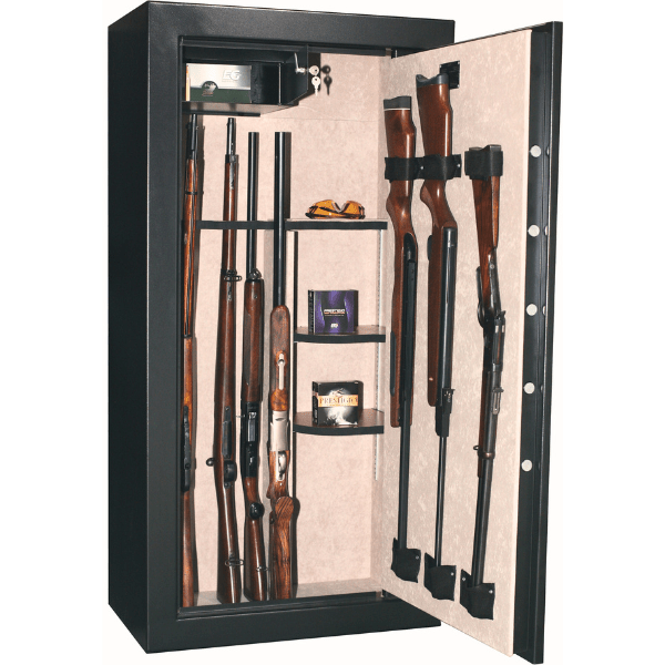 Armoire à fusils XL Classe S1 - 16 à 24 armes avec lunettes- coffre et étagères inclus - modulable - INFAC PRESIDENTIAL PT23 - Serrure à clé_4