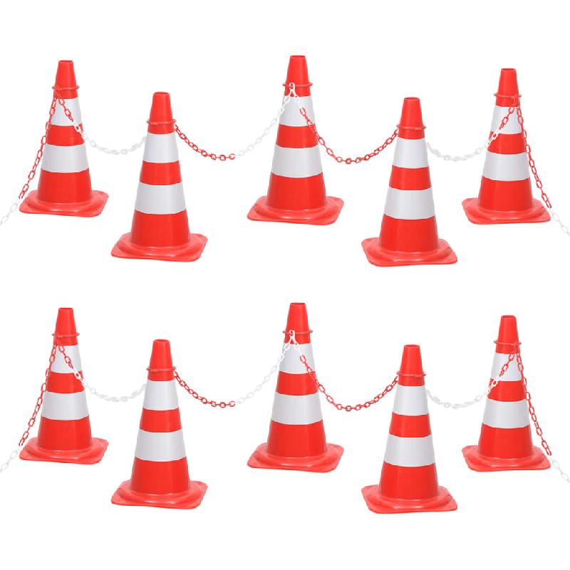 Vidaxl ensemble de cônes avec 10 m de chaîne rouge et blanc 150948_4