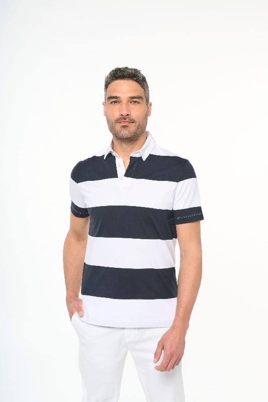 Polo rugby rayé manches courtes unisexe - Kariban - Réf: K286 - 100% coton peigné - Coupe ajustée - Disponibles en tailles 3XL et 4XL_4
