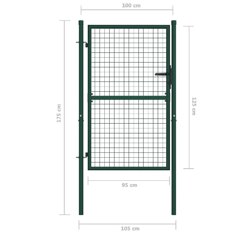 Vidaxl portail de clôture acier 100x125 cm vert 145733_4
