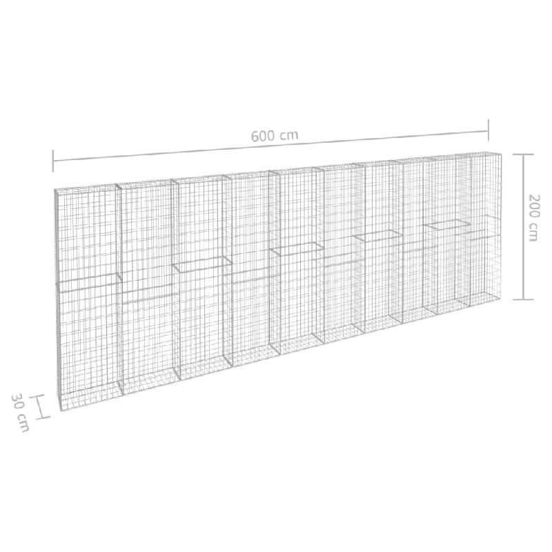 Vidaxl mur à gabion avec couvercles acier galvanisé 600 x 30 x 200 cm 144915_4