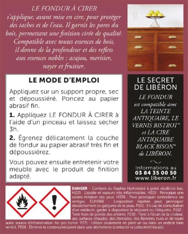Fondur à cirer LIBERON - 0.5 l - incolore - fixe la teinte et protège des taches de l'eau_4
