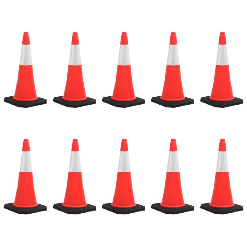 Vidaxl cônes de signalisation réfléchissants à base lourde 10 pcs 75cm 150944_4
