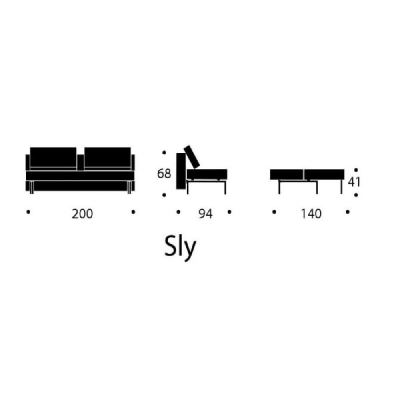 Canapé design convertible SLY Innovation Living - lit 140x200 cm, pieds métal noir, tissu Mixed Dance Blue_4