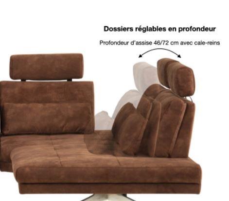 Canapé d'angle Fernie - méridienne droite, double profondeur, têtières, tissu gris - 296 x 179 cm_4