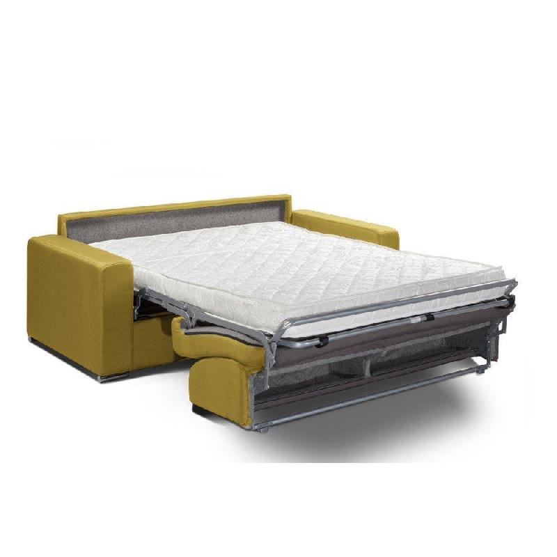 Canapé convertible express SELECT - Velours jaune - Matelas 16cm - Sommier à lattes 160cm - Mono assise_4