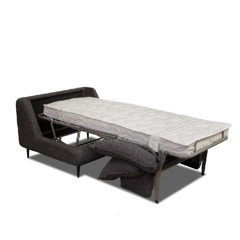Fauteuil lit convertible express Lisbonne - 70 cm - sommier à lattes RENATONISI - matelas 13 cm - tissu tweed anthracite chiné_4