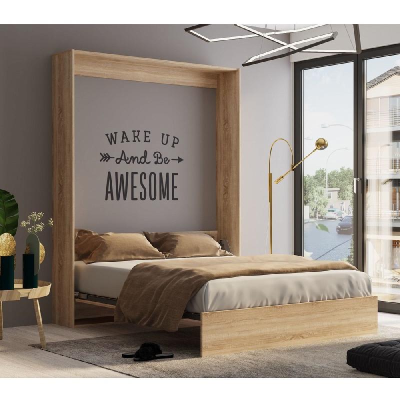 Lit escamotable studio chêne - couchage 160x200 cm avec ouverture assistée et pieds automatiques_4