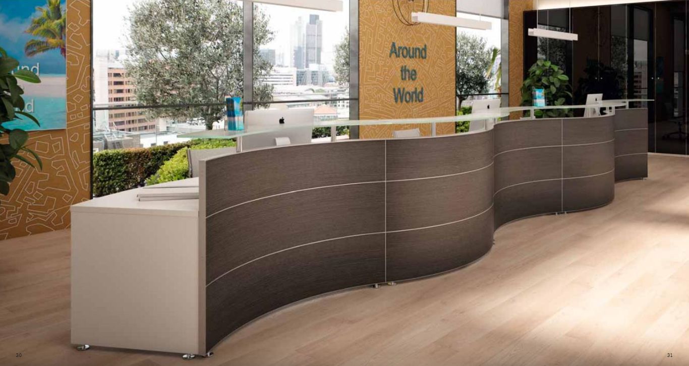 Banques d'accueil Réception - éléments courbes et linéaires pour configurations haut de gamme_4