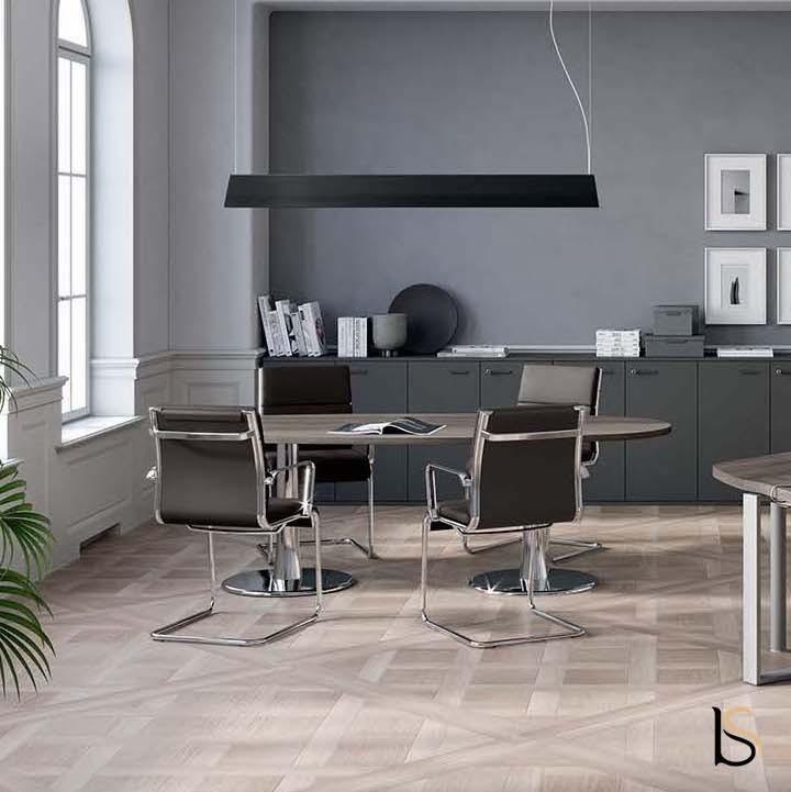 Table de réunion ovale avec pieds chromés- Quadrifoglio. - 240, Wenge_4