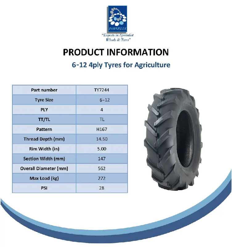 6-12 Open Centre Tyres  Tubes Cleated Rotovator Lug Industrial H167 (Set of 2)_4