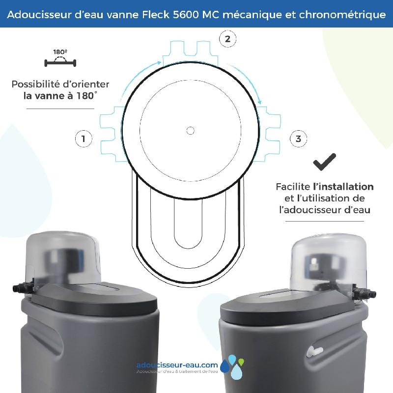 Adoucisseur eau 20l fleck 5600 mc mécanique chronométrique complet avec accessoires fabriqué en france_4