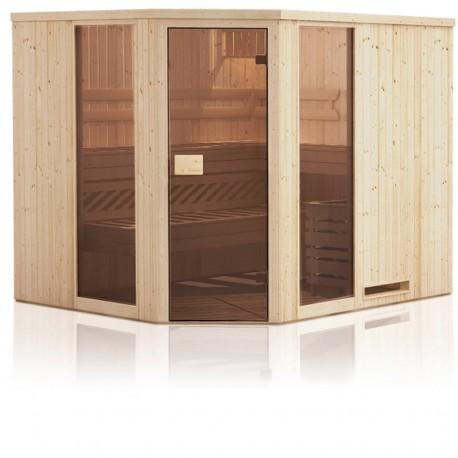 Cabine de sauna d'angle 244x194x199 avec poêle HARVIA Vega 9KW - Commande déportée_4