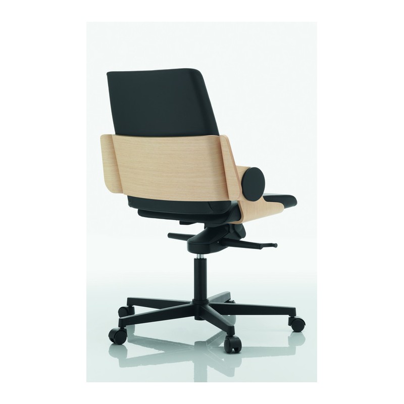 Fauteuil de direction DEA - Haut dossier avec appui-tête, finition cuir, structure en hêtre_4