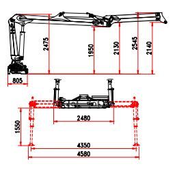R 110 MS1 - Grue auxiliaire Bob Spa - Capacité de levage 110 kNm - Non repliable, extension hydraulique 7,60 m_4