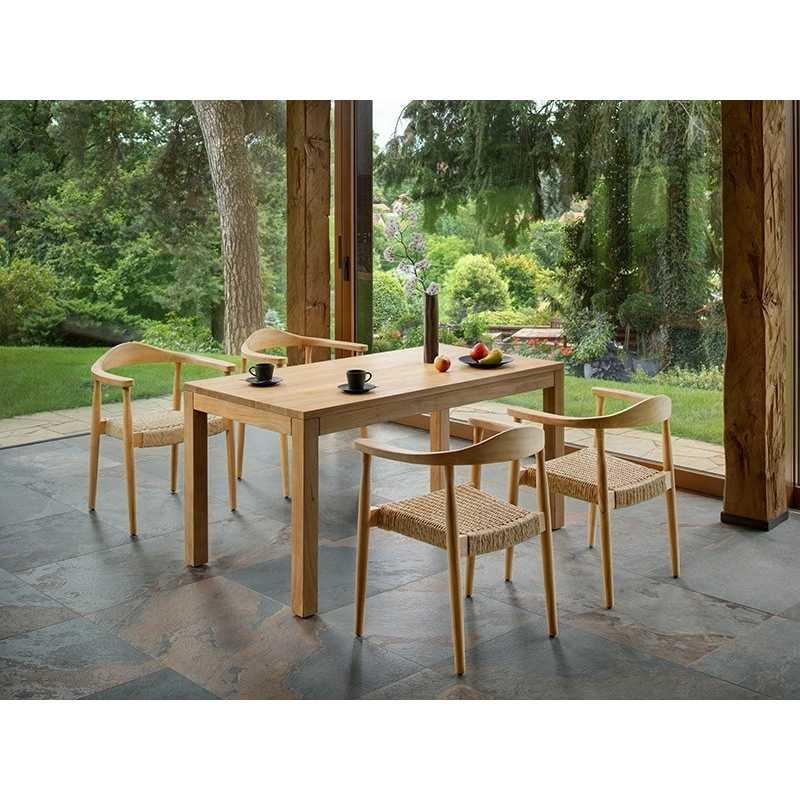 Chaise de salle à manger maron – MTF – bois de teck et tressage naturel – 2nai0001_4