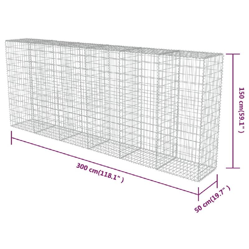 Vidaxl mur en gabion avec couvercles acier galvanisé 300 x 50 x 150 cm 143593_4