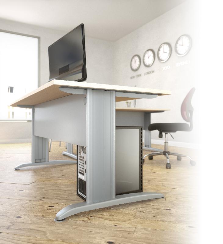 Bureau individuel Tono, pieds métal - Mobel Linea - 80, Acacia clair_4