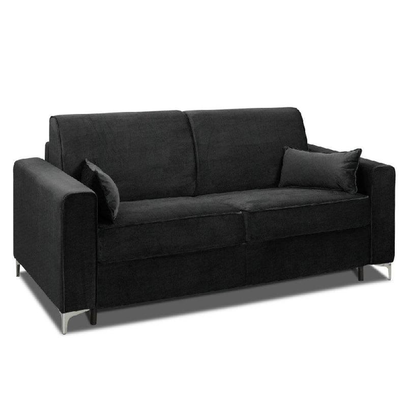 Canapé convertible express Jackson 140cm - Comfort Bultex® 12cm - Sommier lattes Renatonisi - Tissu tweed noir_4