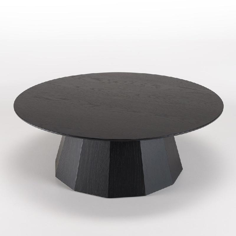 Table basse ronde noire DILA 90 cm - pieds polygonaux en MDF plaqué chêne, finition vernis nitrocellulosique_4