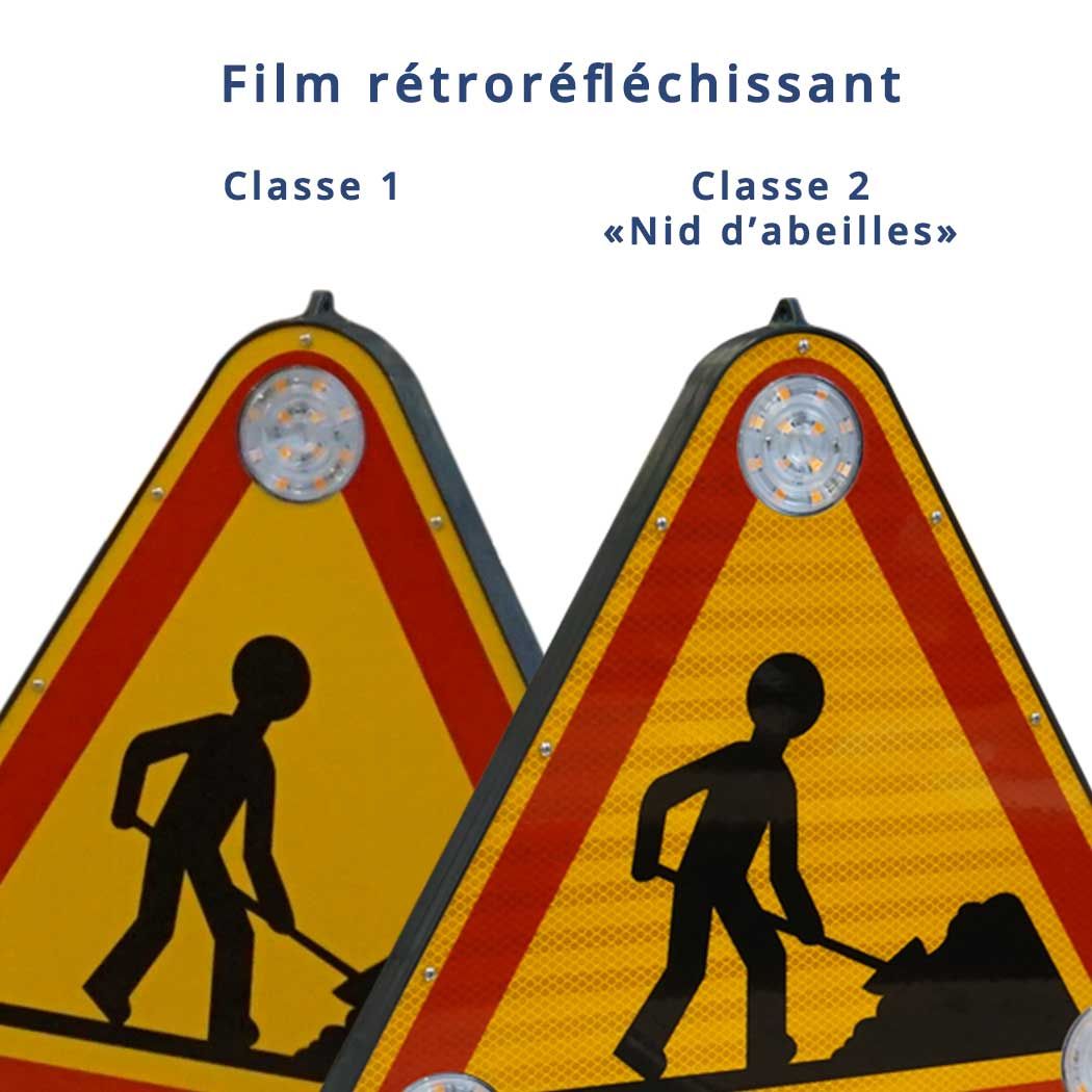 Triangle LED d'intervention pour chantier - Triflash avec film rétroréfléchissant AK5, 12 LEDs dernière génération, taille 500mm ou 700mm_4