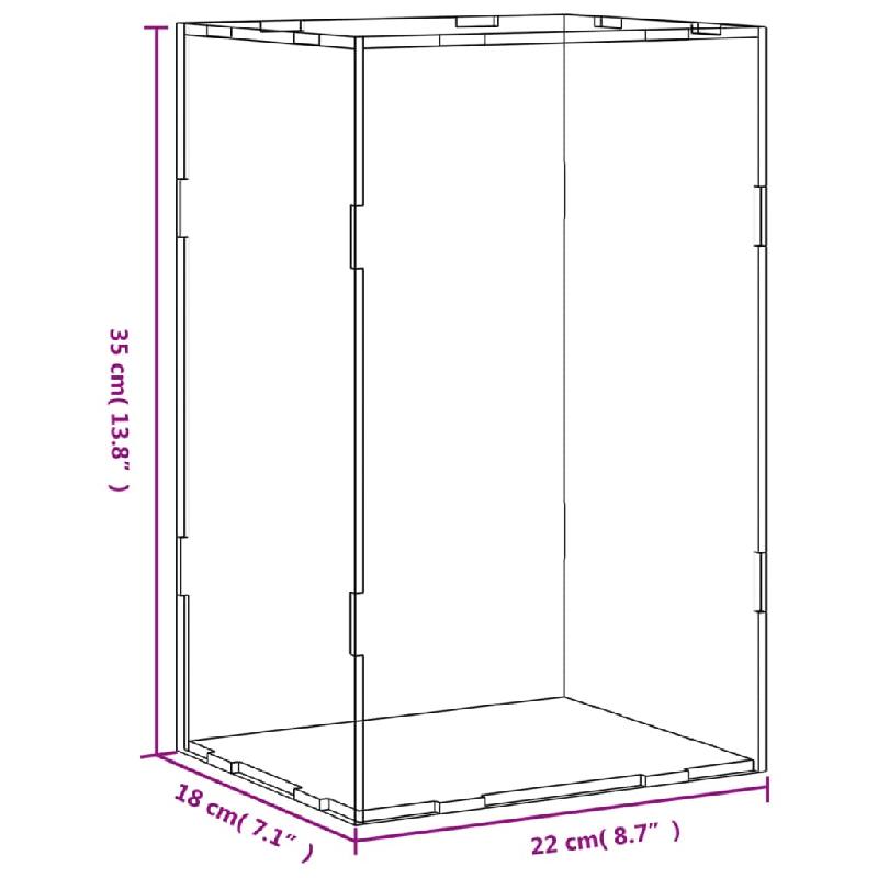 Vidaxl boîte d'affichage transparente 22x18x35 cm acrylique 154915_4