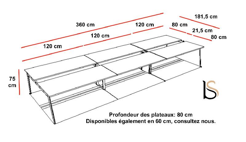 Bureau bench 6 personnes X3 - Officity - Blanc 9010, 360, Béton_4