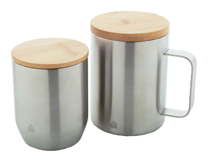 Mug thermos - double paroi en acier inoxydable recyclé - couvercle en bambou - 350 ml_4