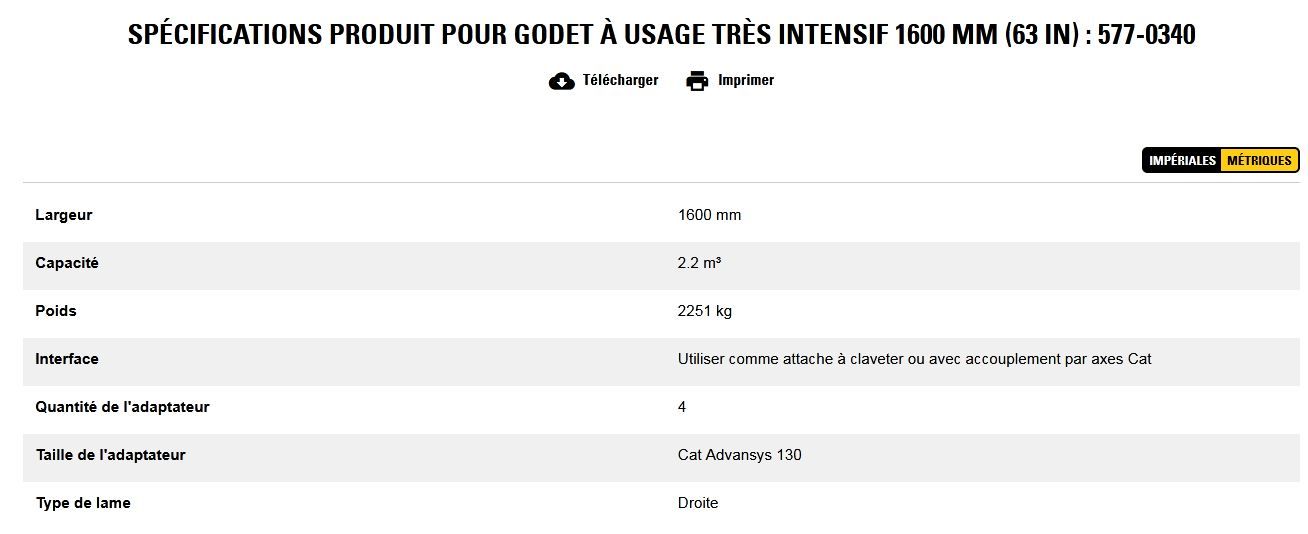577-0340 godet d'excavation à usage très intensif - caterpillar finance france - 1600 mm (63 in) - capacité 2.2 m³_4