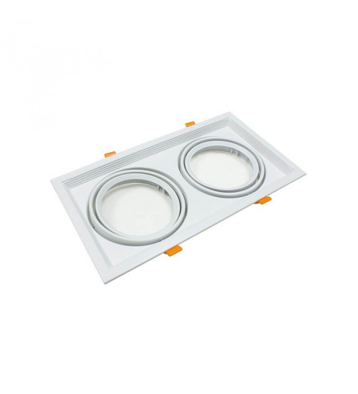 Cadre orientable en aluminium - pour ampoule AR111 - double blanc à encastrer - réf AR111ENCB2_4