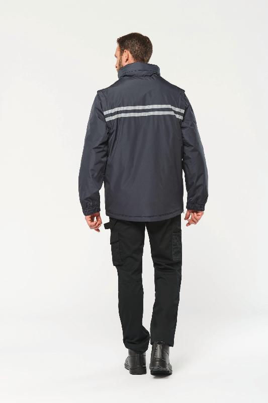 Parka workwear manches amovibles homme - Réf: WK6106 - 100% polyester ripstop - Bandes réfléchissantes_4