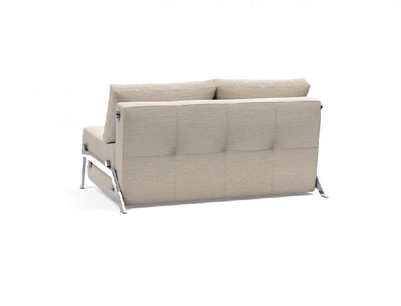 Innovation Living - Canapé design Cubed 02 Chrome convertible 140x200 cm - Tissu Blida gris sable_4