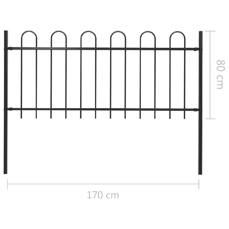 Vidaxl clôture de jardin avec dessus en cerceau acier 1,7 m noir 144929_4