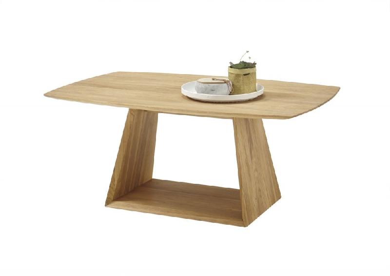 Table basse design Jacobstad - chêne sauvage massif huilé avec roulettes intégrées - 110x70 cm_4